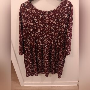 Mary McFadden Burgundy Floral Dress